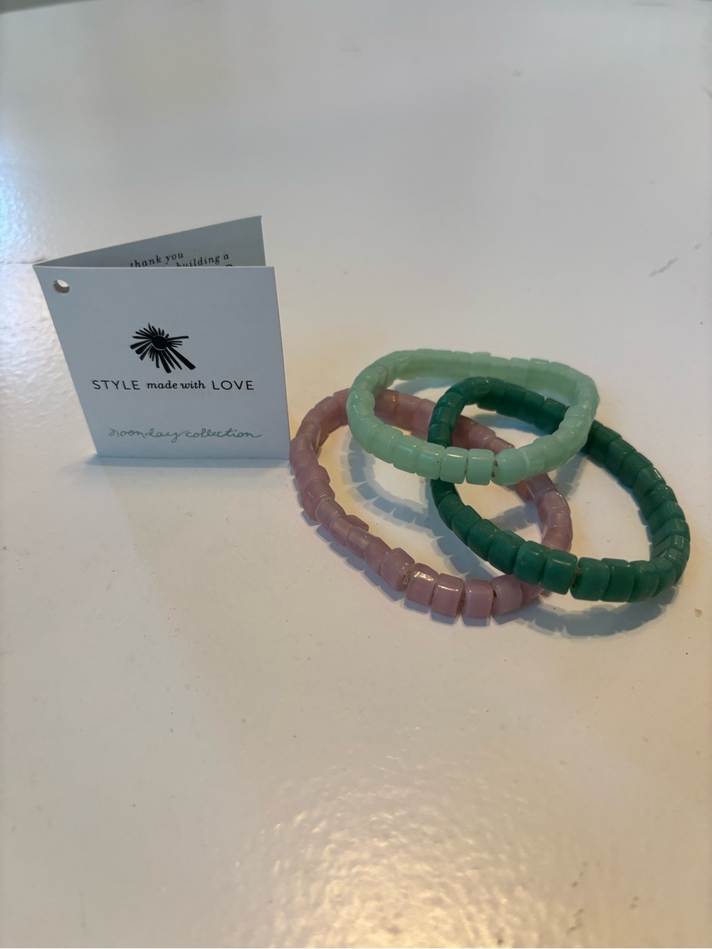 Noonday Collection Pastel Beaded Bracelet Trio - Mint, Sage, Lavender
